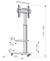Supporto a Pavimento con Mensola Trolley TV LCD/LED/Plasma 37-70'' Silver