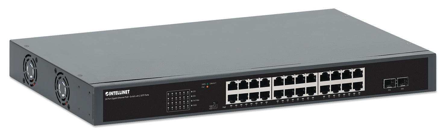 Gigabit Ethernet Switch 24-Porte PoE+ con 2 porte SFP