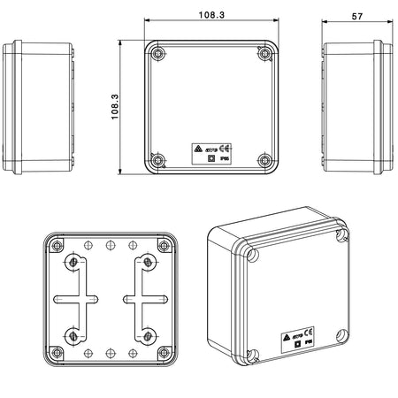Scatola Quadrata IP65 di Derivazione per Pareti Lisce 100x100
