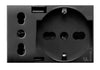 Tekla S44 Presa Schuko Presa Italiana USB-A e USB-C&trade 2P+T 10/16A 250V 3 Moduli Grigio Opaco, 44509015USB