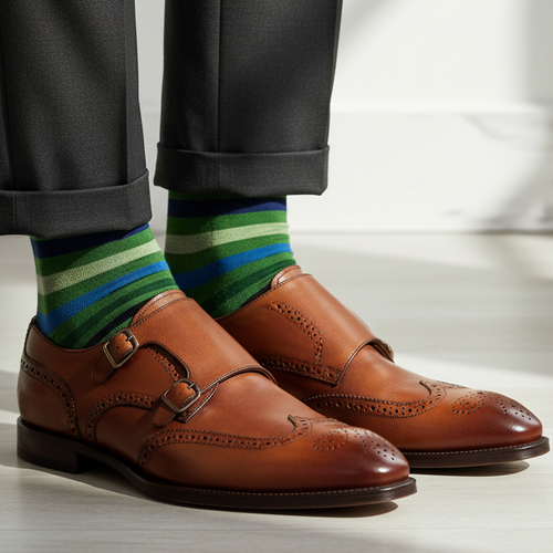 Calze Lunghe Uomo Gallo - Righe Multicolor - Eleganza Italiana