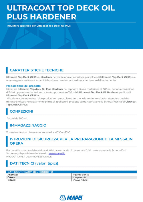 Mapei Ultracoat Hardener – Induritore per Deck Oil Plus