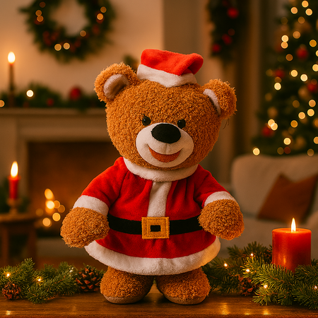 Orso peluche di natale musicale per decorazione natalizia 37 cm