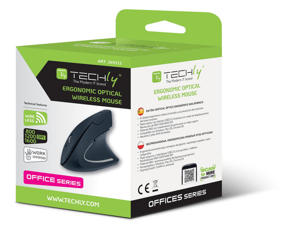 Mouse Verticale Ottico 1600dpi Ergonomico Wireless
