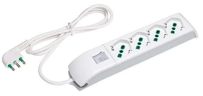 Multipresa 4 Posti Italiana Bipasso / Schuko Bianco