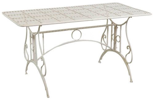 Biscottini Tavolo in ferro battuto smontabile finitura bianca anticata 150x80x77 cm