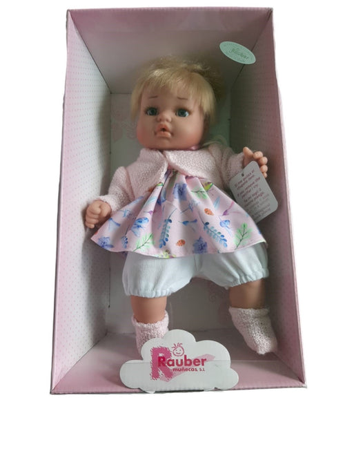 Bambola Rauber vestito rosa a fiori 28 cm