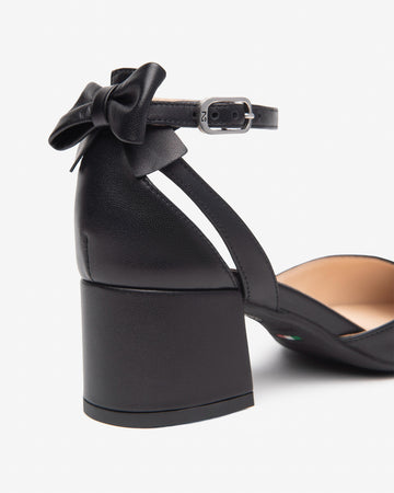 Nero Giardini décolleté in pelle nero con fiocco E512350D100