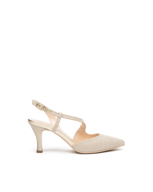 Nero Giardini slingback in tessuto glitter col.beige E607010DE412