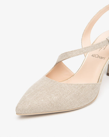 Nero Giardini slingback in tessuto glitter col.beige E607010DE412