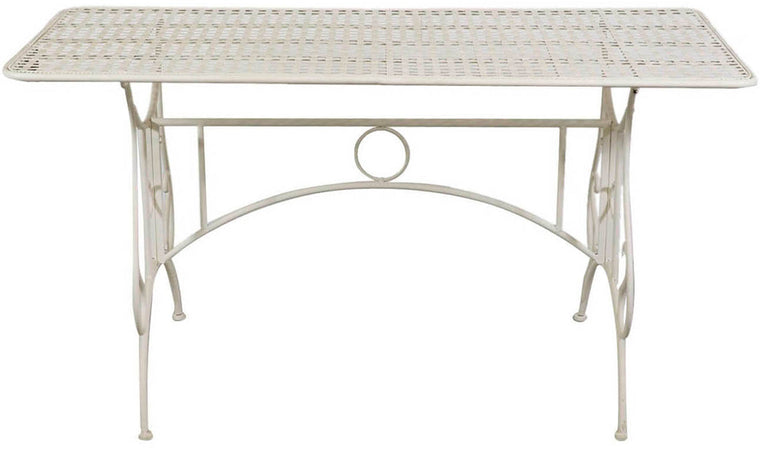Biscottini Tavolo in ferro battuto smontabile finitura bianca anticata 150x80x77 cm