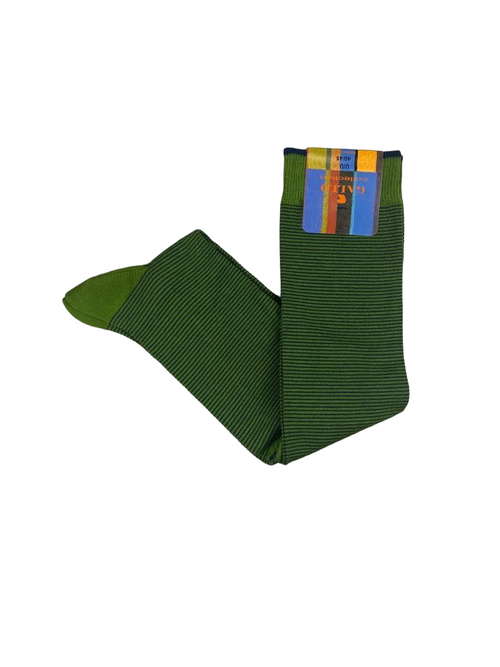 Calze lunghe uomo - Gallo - Fantasia micro righe bicolore verde/blu