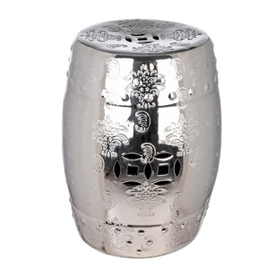 Sgabello Sfinge struttura in ceramica con verniciatura elettrolitica solo per uso decorativo