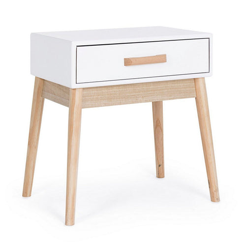 Comodino Ordinary per camera, Gambe In Legno Di Pino, Pannelli In Mdf, Cassetti In Legno Di Paulonia