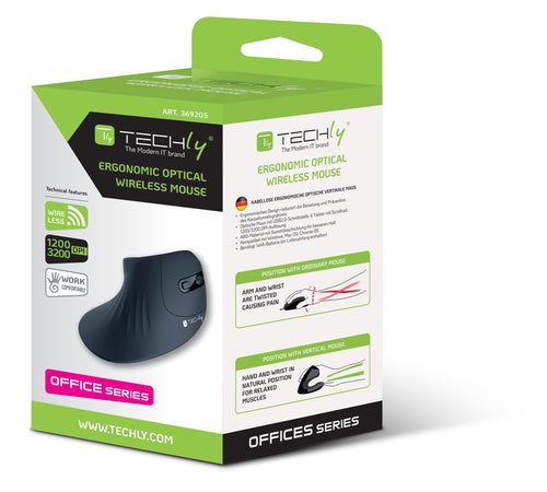 Mouse Verticale Ottico 3200dpi Ergonomico Wireless