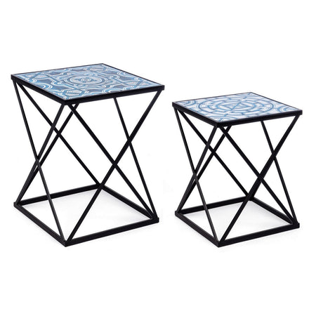 Tavolini "Neapolis" struttura in acciaio piano in MDF per arredamento set da 2