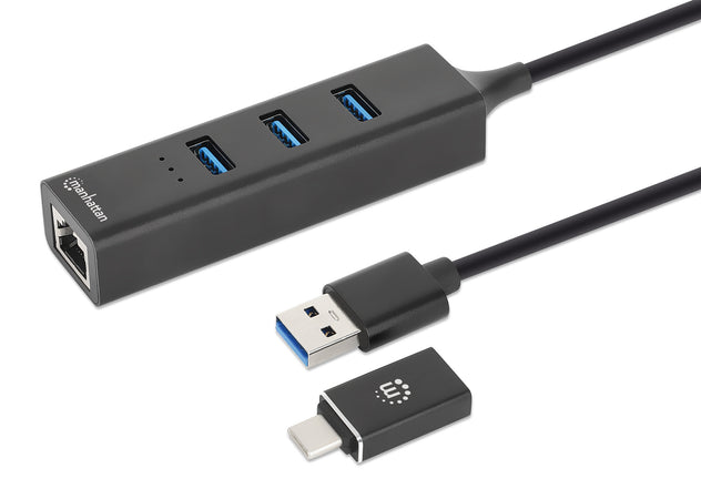 Hub USB 3.0 3 Porte Combo Type-C/A con Adattatore di Rete Gigabit