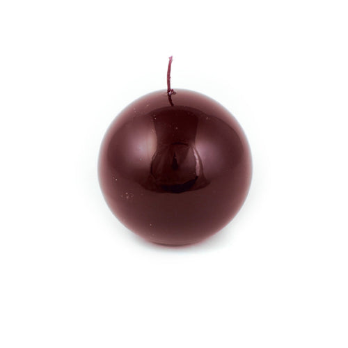 Candela a sfera lucida decorazione natalizia bordeaux Ø 10 cm