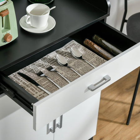 Mobiletto con Cassetto e Ripiano Regolabile per Cucina, Soggiorno e Anticamera, in MDF, 60x40x90cm, Bianco e Nero , multiuso ufficio studio ingresso camera bagno F838-219A