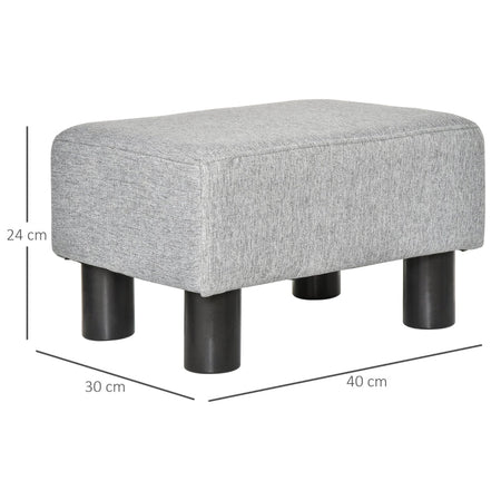 sgabello Pouf Poggiapiedi in Tessuto Effetto Lino Imbottito, 40x30x24cm, Grigio camera letto ingresso ufficio F833-666V70GYA