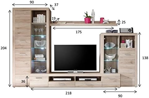 parete attrezzata tv da soggiorno cucina per salotto moderna T2302,55S