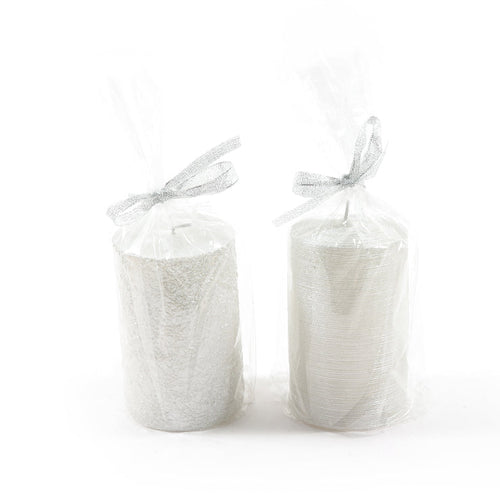 Candela cilindrica bianca decorata Pillar decorazione natalizia