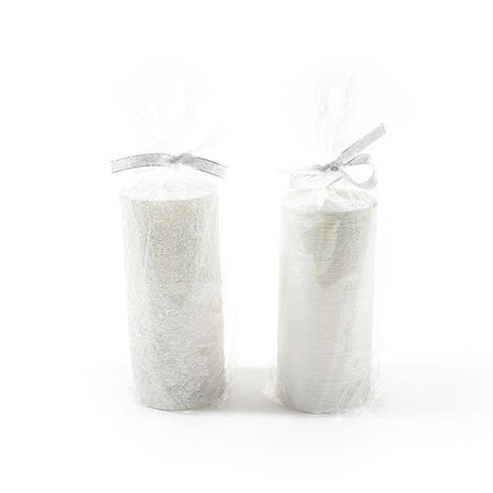 Candela cilindrica bianca decorata "Pillar" decorazione natalizia