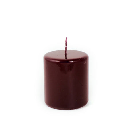 Candela cilindrica decorata "Pillar Lucid" bordeaux decorazione natalizia
