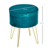 Pouf Contenitore 2 in 1 con Funzione Sgabello e Tavolino in Legno e Velluto Verde negozio portaoggetti , Metallo con Finitura Oro, 36x36x45cm F838-033A
