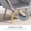 Poltroncina Stile Nordico in Legno ed Effetto Velluto Grigio per Soggiorno o Ufficio , 64x62x72.5 cm sedia poltrona salotto studio F833-799V00GYA