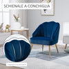 Poltrona in Velluto Imbottita con Schienale a Conchiglia per Camera e Salotto , 63x65x84cm sesia poltroncina soggiorno ufficio studio F839-205BUA
