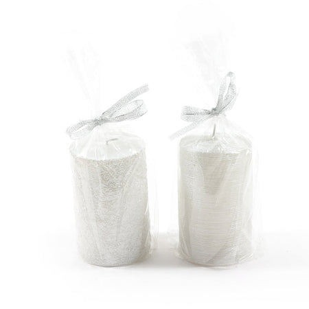 Candela cilindrica bianca decorata "Pillar" decorazione natalizia