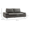 Divano 2 Posti da Salotto e Ufficio soggiorno studio Salvaspazio con Seduta Imbottita e Braccioli Regolabili, 200x88x86 cm, Grigio F839-555V00GYA