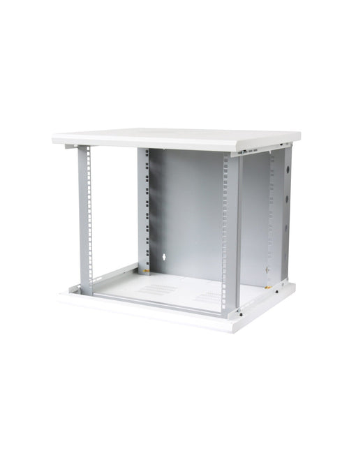 Armadio Rack 19'' a muro 16U sezione unica P.600mm Porta Grigliata Bianco