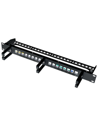 Pannello Patch 16 Posti Keystone Senza Frutti con Gestione Cavi Nero