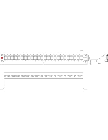 Pannello Patch Modulare Senza Frutti 24 Posti 1U Nero