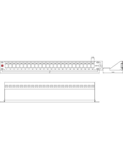 Pannello Patch Modulare Senza Frutti 24 Posti 1U Nero