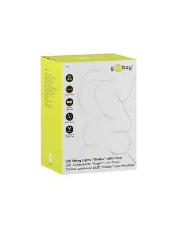 Stringa 80 LED Globo IP44 Bianco Caldo a Batteria con Timer