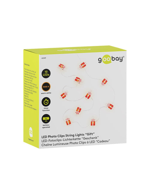 Stringa 10 LED con Clip Pacchetto Regalo per Appendere Foto IP20 con Timer