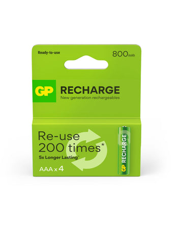 Blister 4 Batterie Ricaricabili AAA Mini Stilo 800 mAh GP ReCyko