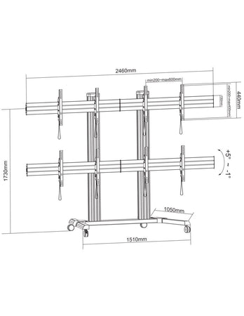 Supporto a Pavimento per 4 TV LCD/LED 32-60'' per Video Wall