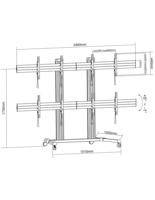 Supporto a Pavimento per 4 TV LCD/LED 32-60'' per Video Wall