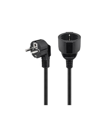Cavo Prolunga di Alimentazione Schuko Maschio Angolato / Femmina 3 metri Nero