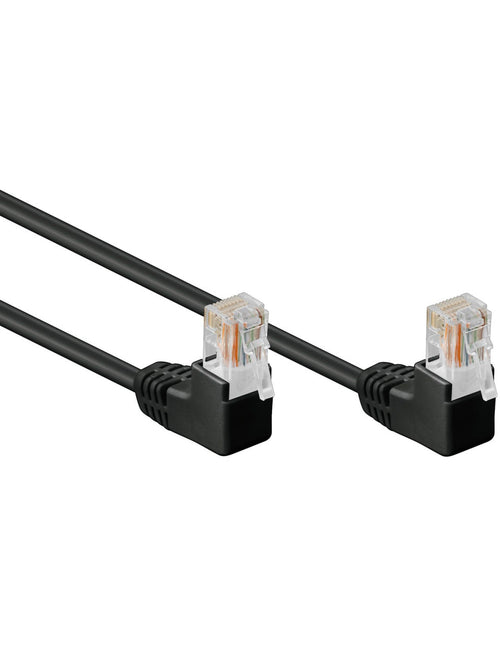 Cavo di rete Patch Angolato 90 CCA Cat. 5e Nero UTP 1 m