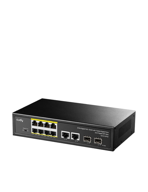 Switch Gigabit PoE+ 8 Porte con 2 Uplink GBE e 2 Gigabit SFP, GS1010PS2 Nero