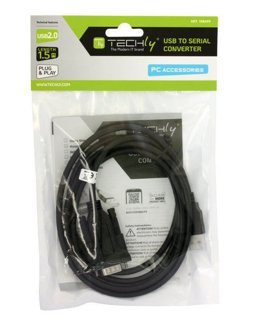 Convertitore Adattatore Techly da USB 2.0 a Seriale Nero