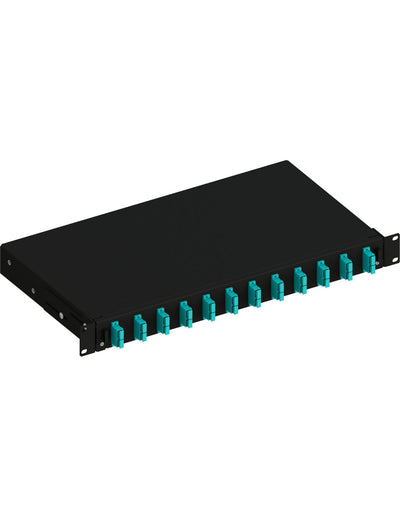 Cassetto Ottico 19'' Scorrevole con 12 Bussole SC Duplex Multimodale OM3 Nero