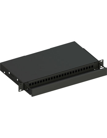 Cassetto Ottico 19'' Scorrevole Piastra Frontale per 24 SC Simplex/24 E2000/24 LC Duplex, Nero