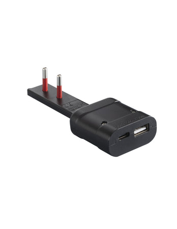 Spina Italiana Ultrapiatta USB tipo A e USB-C&trade 2P+T250V 10A 20W, Nero