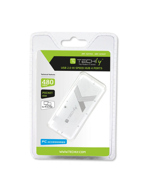Mini Hub USB Hi Speed 4 Porte Bianco